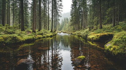 Obraz premium beautiful river in the forest mountain fall autumn tree spring 