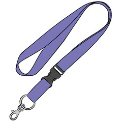 Purple ID lanyard illustration on transparent background