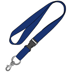 Navy ID lanyard illustration on transparent background