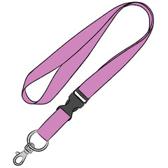 Pink ID lanyard illustration on transparent background
