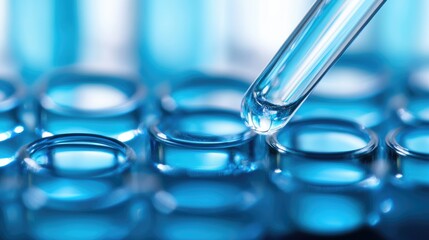 Laboratory glowing DNA helix floating in the center biotechnology science biology genetic medicine 