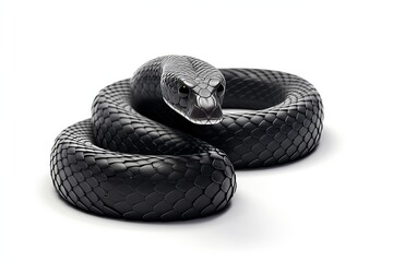 Fototapeta premium Black Snake isolated on White Background. 3D illustration 
