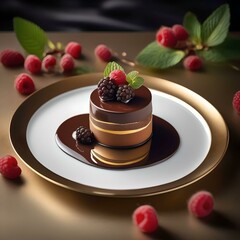 decadent chocolate cake with raspberries 