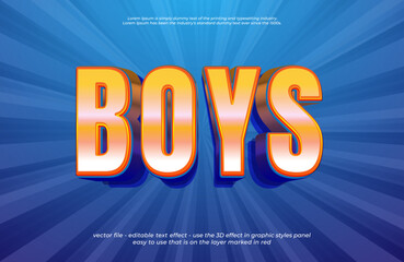 Boys vector 3d text effect