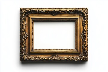 A beautifully detailed vintage picture frame rests against a simple background, inviting thoughts of the artwork it may soon hold for decoration or exhibition purposes.