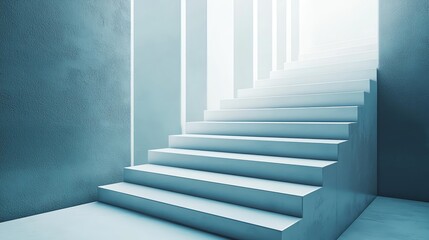 Fototapeta premium Competitors, Sleek geometric design, business growth theme, premium staircase