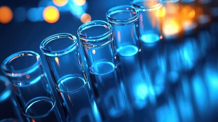 Glass microscope medicine laboratory science object chemical tube displaying 3D model of a virus glowing DNA helix floating in the center