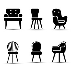 chair icon set vector