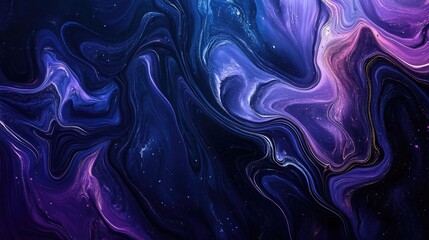 Obraz premium Abstract Swirling Liquid Art in Purple, Blue and Gold.