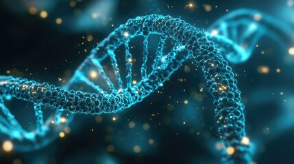 microscope displaying 3D model of a virus glowing DNA helix floating in the center