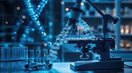 microscope  science displaying 3D model of a virus