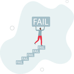 Improve from failure build up stair to success, challenge and ambition to never give up,flat design with people.