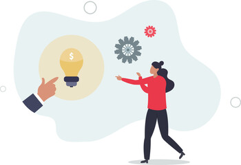 Enlighten money idea, investment and savings with high profit.flat design with people.