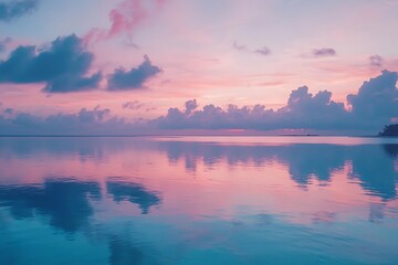 Obraz premium Serene Sunset Over Tranquil Waters: A Colorful Reflection