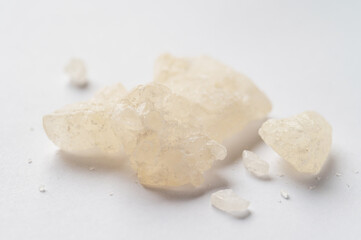 World Drug Day. World AIDS Day. crystal mephedrone designer drugs, bath salt on white background.