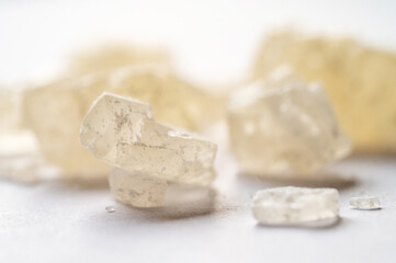 World Drug Day. World AIDS Day. crystal mephedrone designer drugs, bath salt on white background.