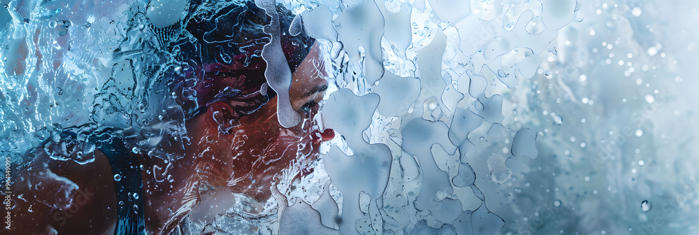 Poster a patchwork of winter olympians in action. set against a backdrop of abstract and crystalline ice fo