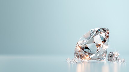 Sparkling Elegance: Close-up of Brilliant Diamond Gemstone Reflecting Light, Generative Ai