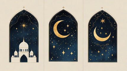 Islamic background greeting background with beautiful moon at sky