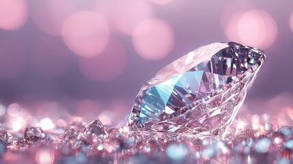 Sparkling Elegance - Close-up Macro Shot of Light-Reflecting Diamond Gemstone, Generative Ai