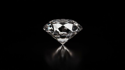 Brilliance Unleashed - Radiant Faceted Diamond Gemstone Shining in Bright Studio Light with Vibrant Reflection, Generative Ai