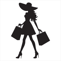 shopping girls silhouette Shopping Girl white background