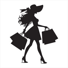 shopping girls silhouette Shopping Girl white background