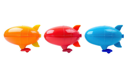 Fototapeta premium Balloon-powered mini blimps for kids ,isolated on a pure white background