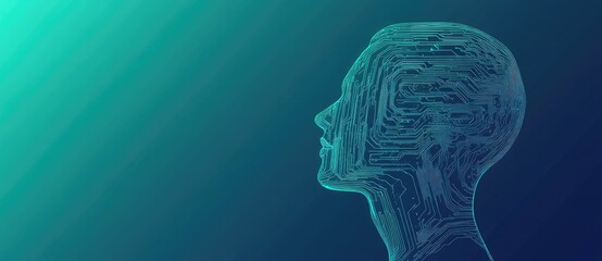 Obraz premium Abstract Human Head with Circuit Lines.