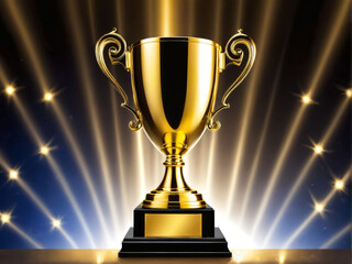 Trophy of success golden sparkles symbolizing achievement and victory.