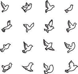 set of flying birds icons