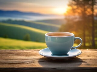 High dynamic range HDR photography of a realistic and professionally shot, elegantly styled, close-up image of a solitary, empty, ceramic coffee cup with a smooth, rounded rim and a subtle hint