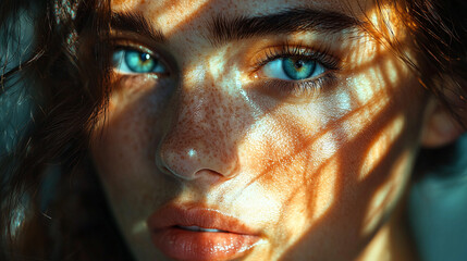 A dramatic close-up of a person deep in thought, with strong shadows and a focused gaze, highlighting their inner world and emotional intensity.