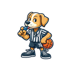 Cartoon Dog Basketball Coach Vector Icon Illustration Animal