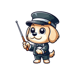 Cartoon Dog bandmaster Vector Icon Illustration Animal