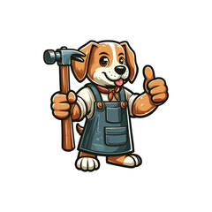 Cartoon Dog Blacksmith Vector Icon Illustration Animal	