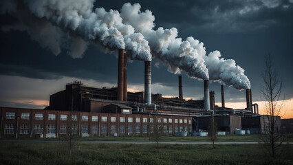 Smoke from factories pollutes into the atmosphere