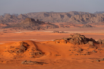 The Tadrart Rouge means Red Mountain. It is a mountain range in southeastern Algeria. The area has a rich array of rock art.