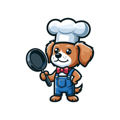 Cartoon Dog Chef Vector Icon Illustration Animal