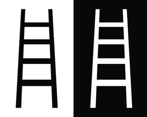 Ladder vector icon design. Household or work ladder glyph icon isolated on white and black background. Stair  with step construction staircase. Vector illustration.