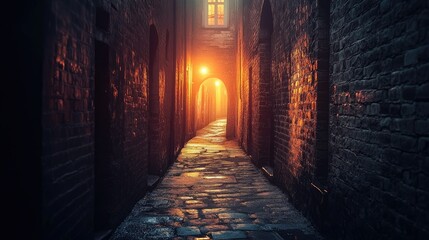 Obraz premium Shadowy alley with mysterious atmosphere