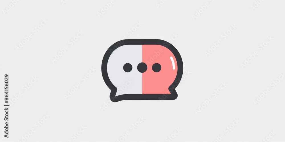 Poster a cartoonish image of a speech bubble with a red and white background