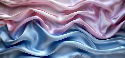 Obraz premium Abstract image of soft, flowing blue and pink silk fabric with wavy, rippling texture.