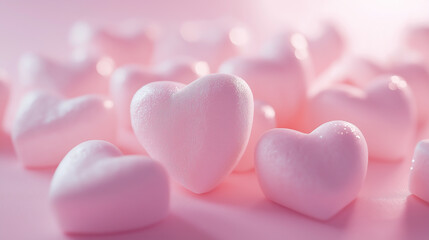 Obraz premium A pink heart is surrounded by other pink hearts. The heart is the main focus of the image, and the other hearts are arranged around it in a way that creates a sense of unity and love