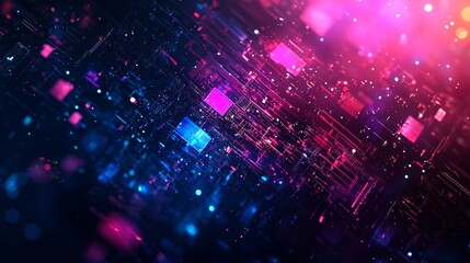 Obraz premium Futuristic Digital Lights in Blue and Pink Tones
