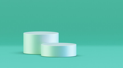 Minimal green podium product pastel background blank pedestal display cosmetic platform stage empty stand presentation mockup 3d showcase beauty modern template studio advertising natural backdrop.