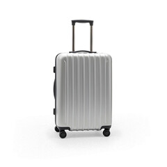 Modern and elegant aluminum cabin suitcase, for travel and hotel stay on vacation or weekend getaways, with transparent bottom and shadow