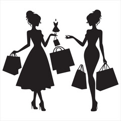 shopping girls silhouette Shopping Girl white background
