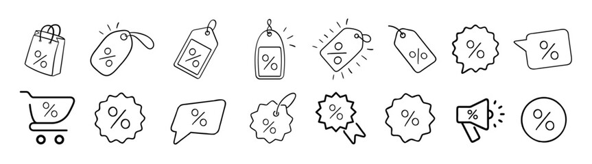 Discount promotion flat icon set vector. Sale, cupon, shopping, shop, mega sale, outlet, collecti