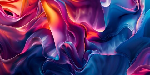 Obraz premium Vibrant and colorful abstract background featuring flowing fabric in shades of red, pink, and blue. The dynamic movement and vivid colors create an eye-catching and artistic composition